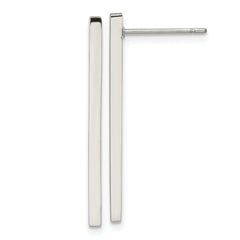 Chisel Stainless Steel Polished Bar Post Earrings