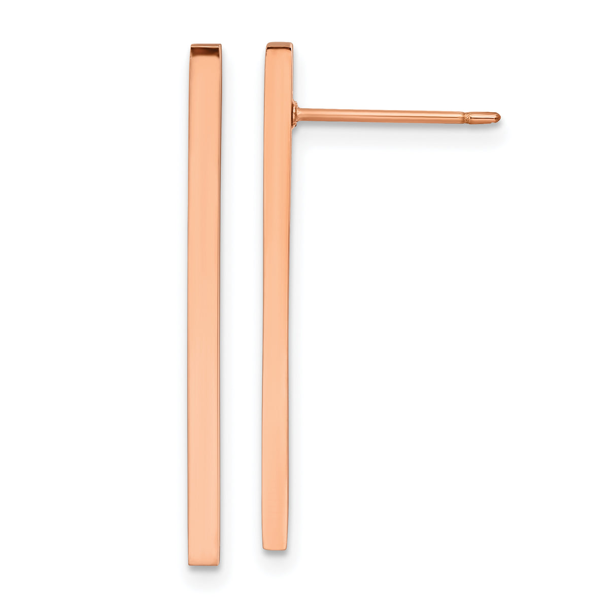 Chisel Stainless Steel Polished Rose IP-plated Bar Post Earrings