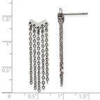 Stainless Steel Polished with Dangle Chain Post Earrings