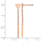 Chisel Stainless Steel Polished Rose IP-plated Dangle Bar Triangle Post Earrings