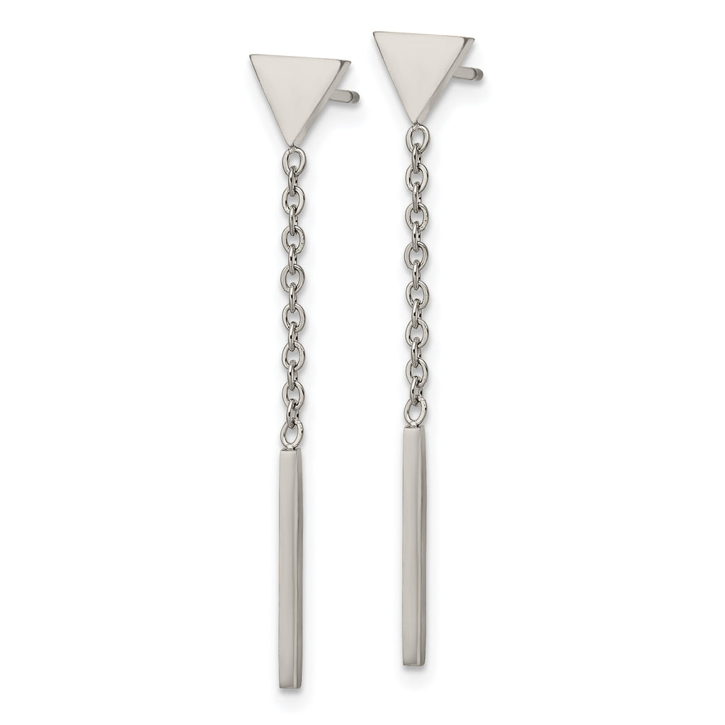 Chisel Stainless Steel Polished Dangle Bar Triangle Post Earrings