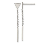 Chisel Stainless Steel Polished Dangle Bar Triangle Post Earrings