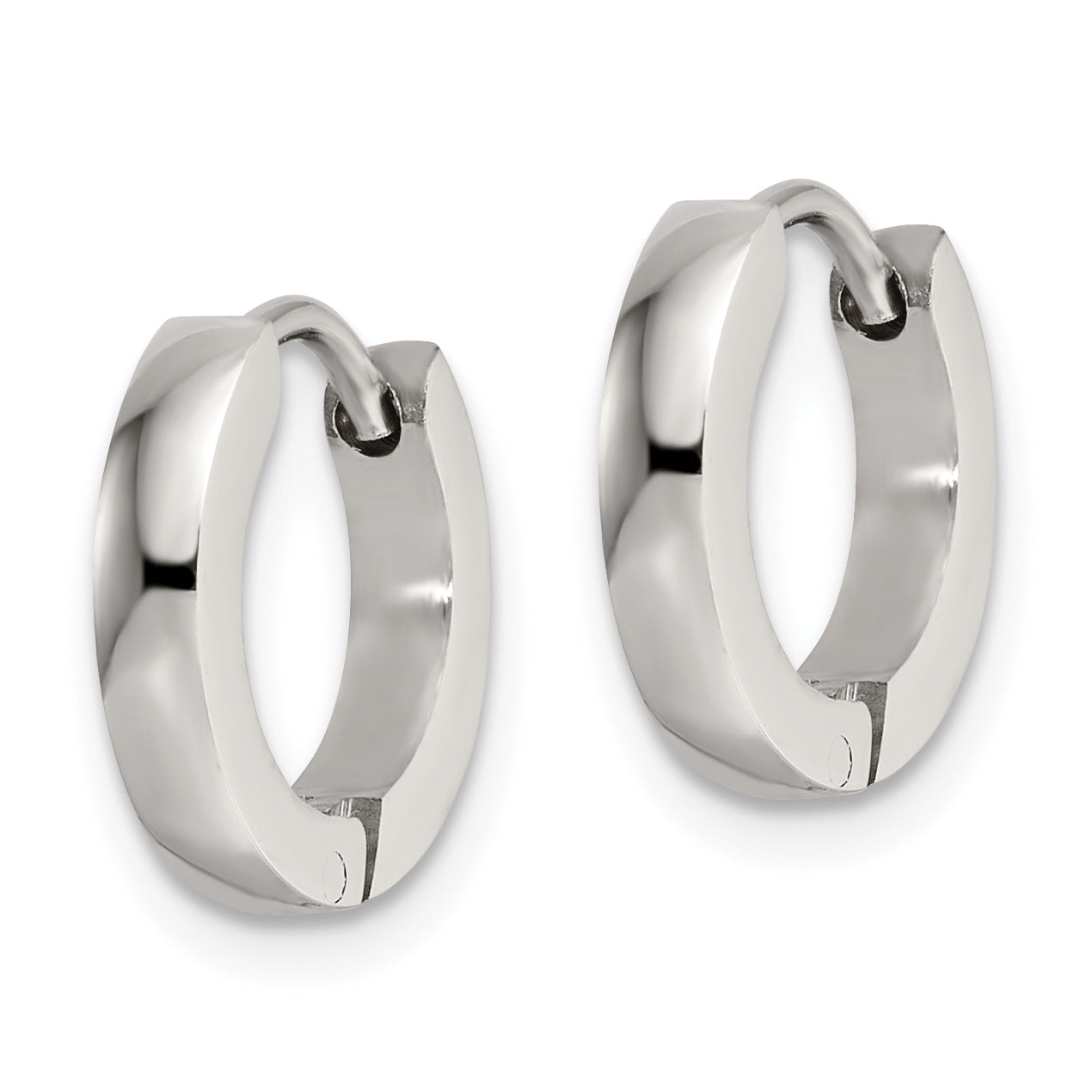 Polished Hinged Hoop Earrings in Stainless Steel