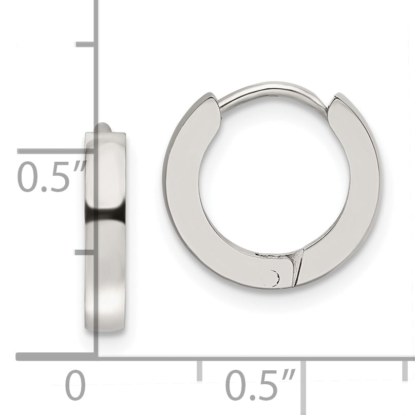 Polished Hinged Hoop Earrings in Stainless Steel