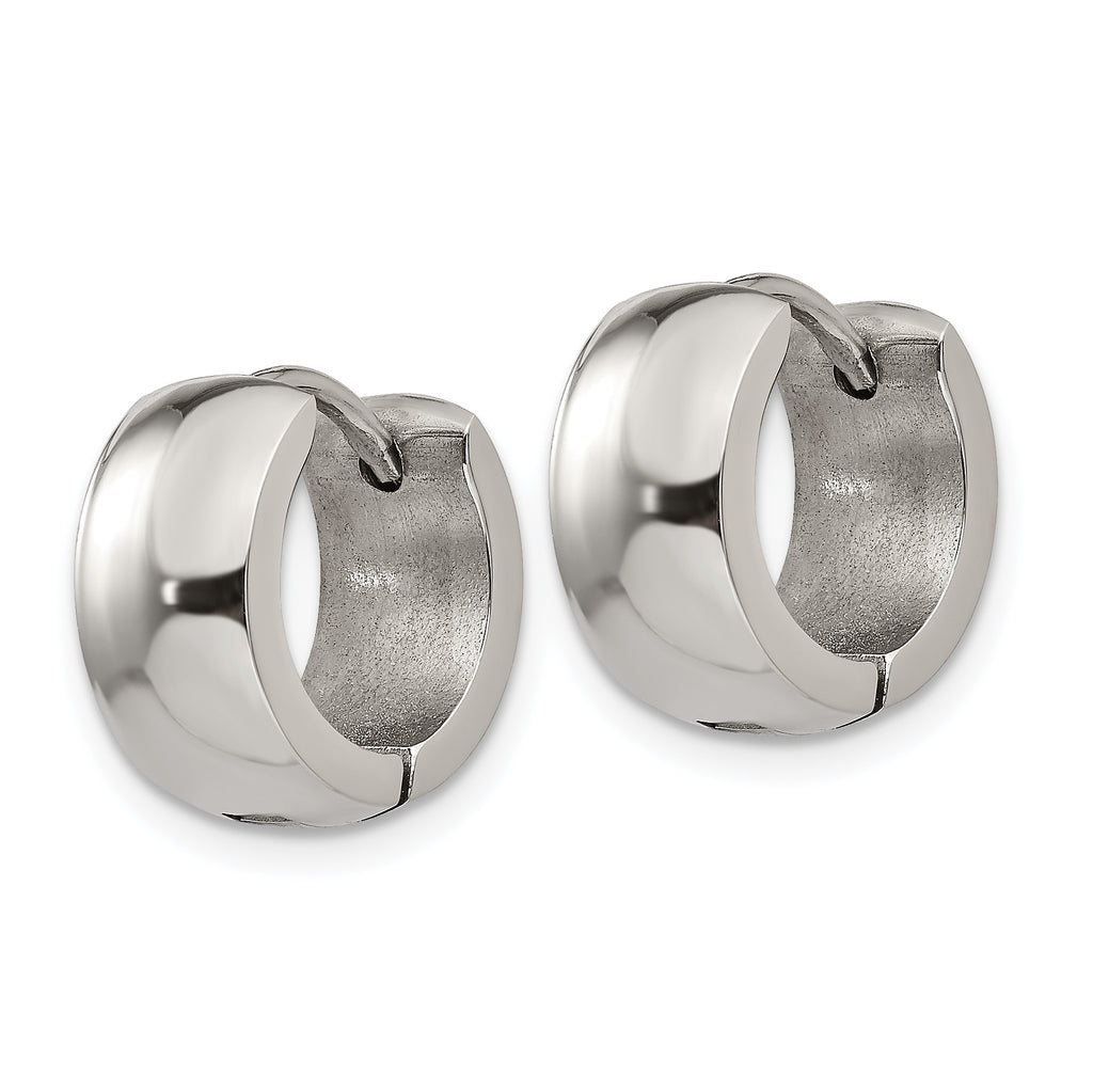 Polished Hinged Hoop Earrings in Stainless Steel