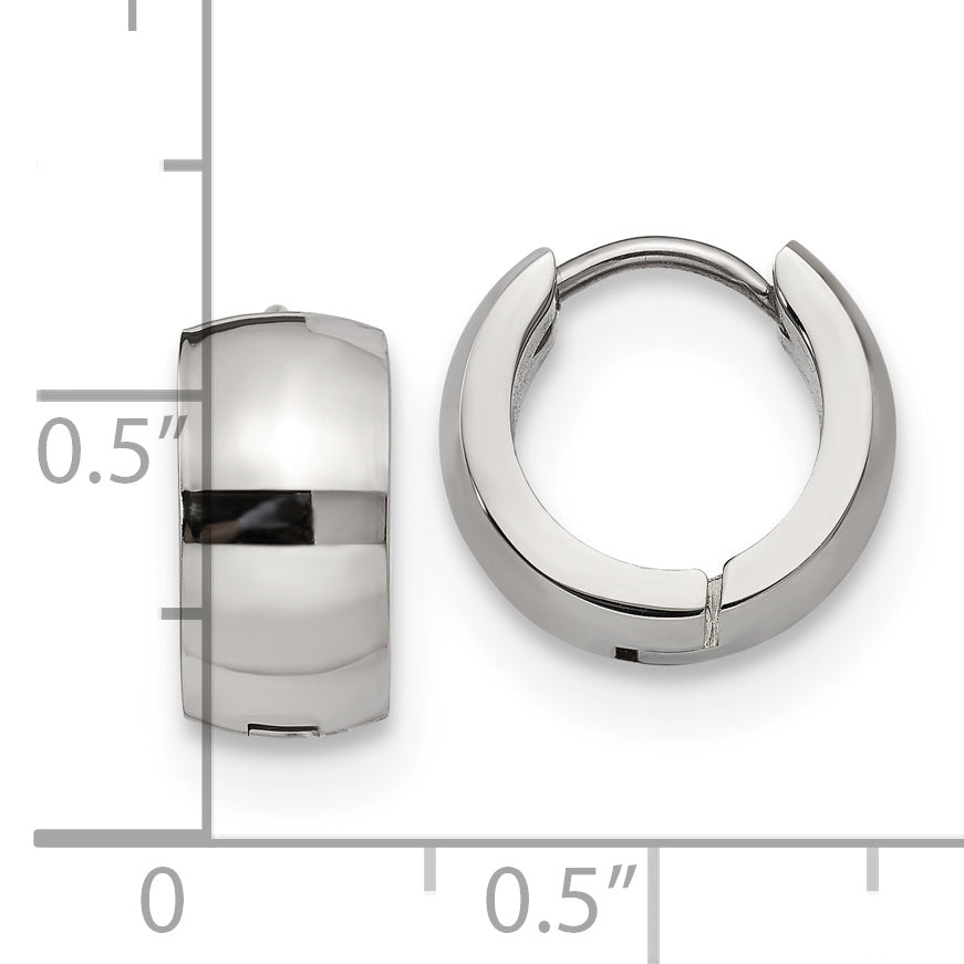 Polished Hinged Hoop Earrings in Stainless Steel