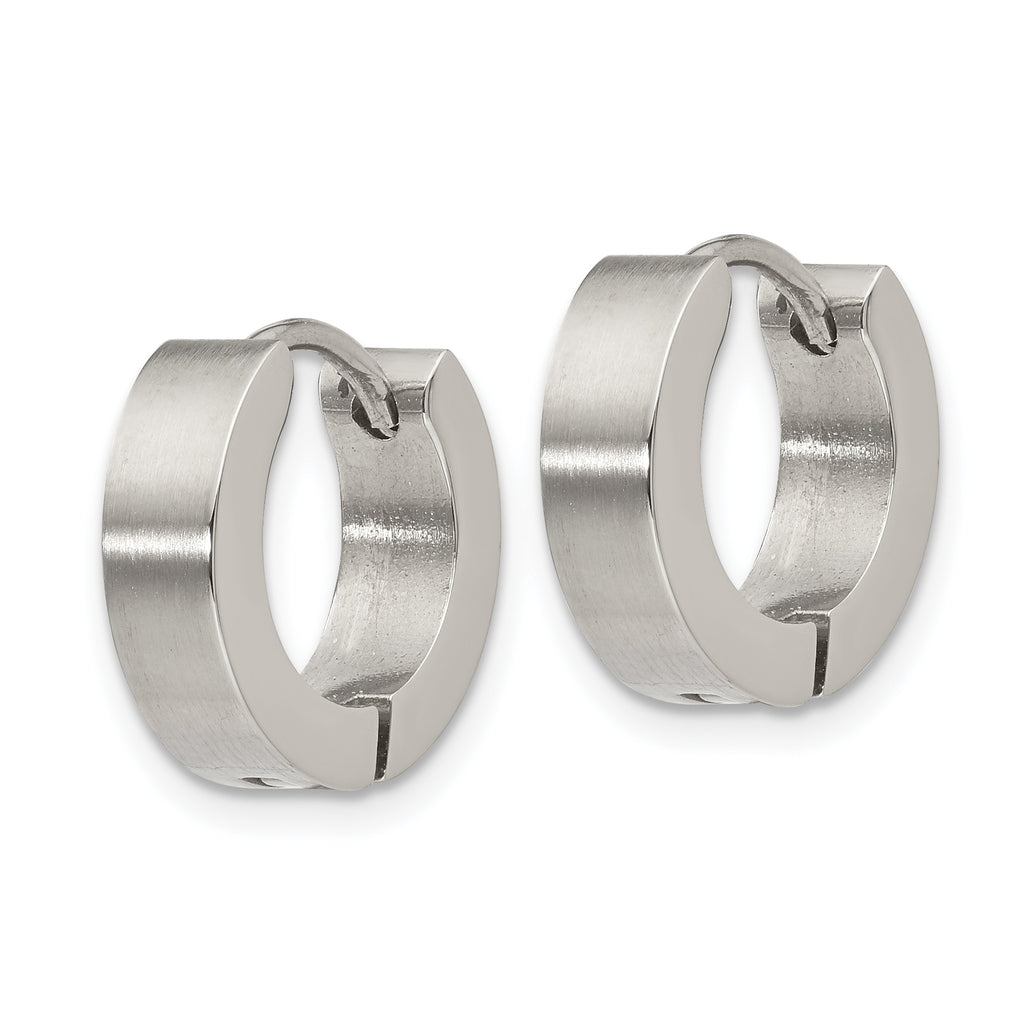Brushed & Polished Hinged Hoop Earrings in Stainless Steel