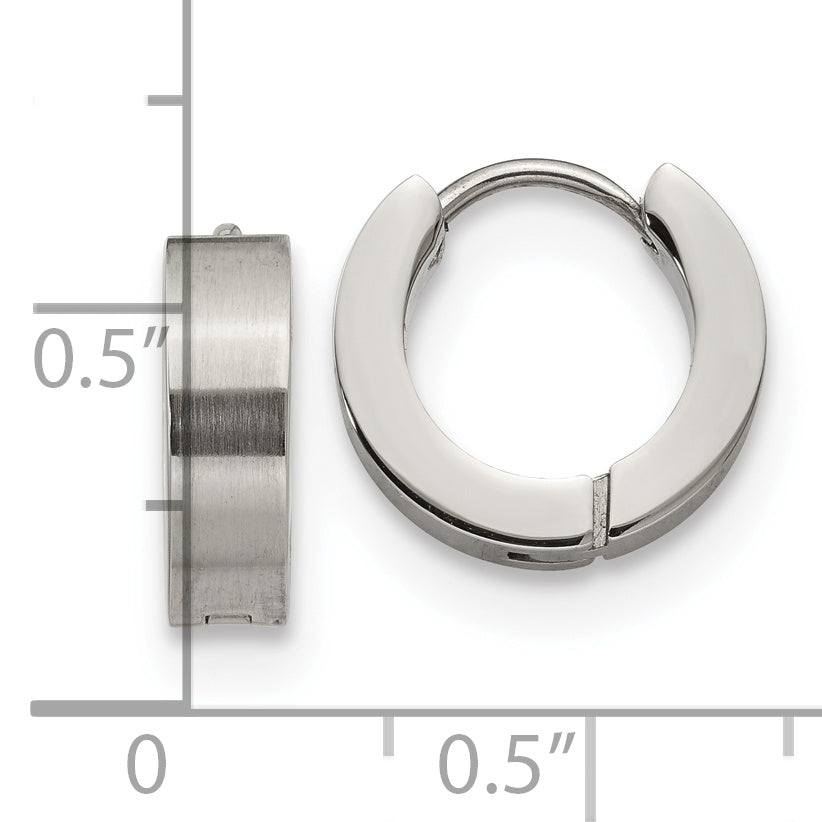 Brushed & Polished Hinged Hoop Earrings in Stainless Steel