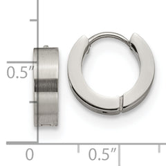 Chisel Stainless Steel Brushed and Polished 4mm Hinged Hoop Earrings