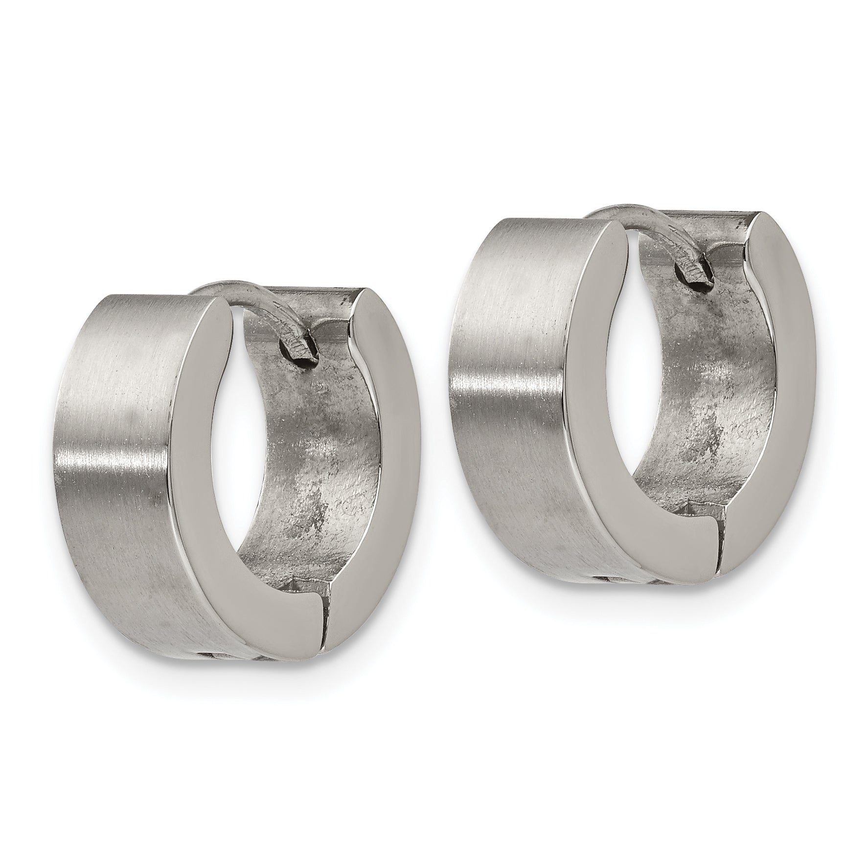 Brushed & Polished Hinged Hoop Earrings in Stainless Steel