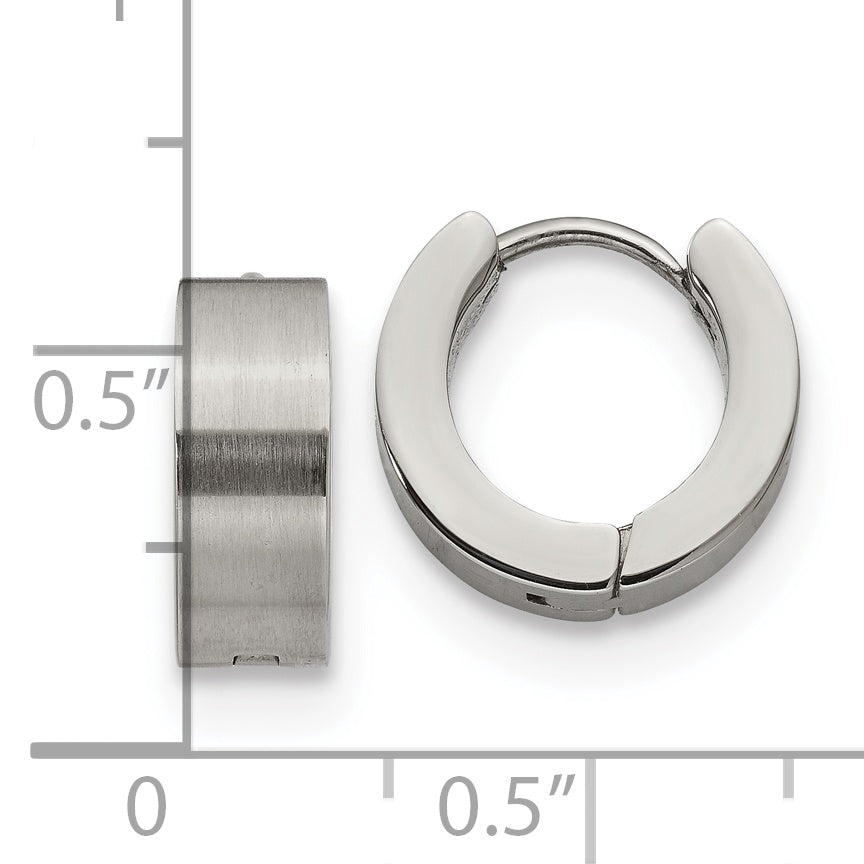 Brushed & Polished Hinged Hoop Earrings in Stainless Steel
