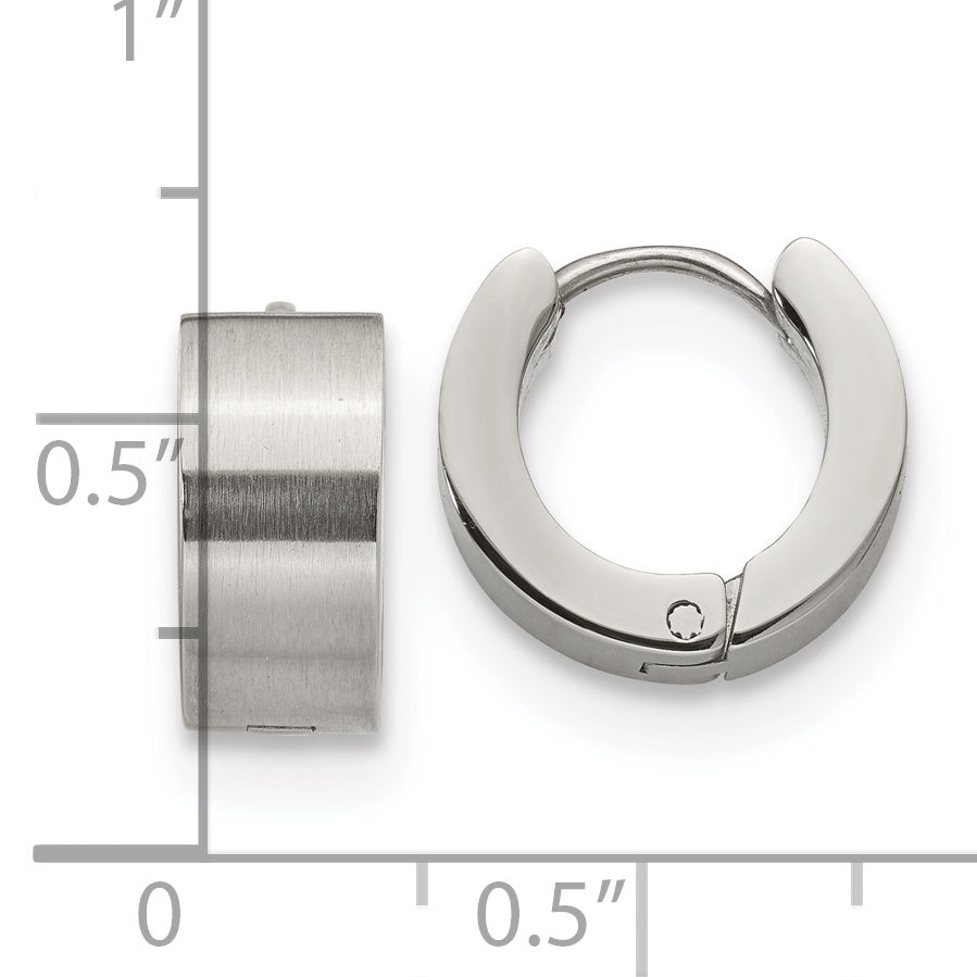 Chisel Stainless Steel Brushed and Polished 6mm Hinged Hoop Earrings