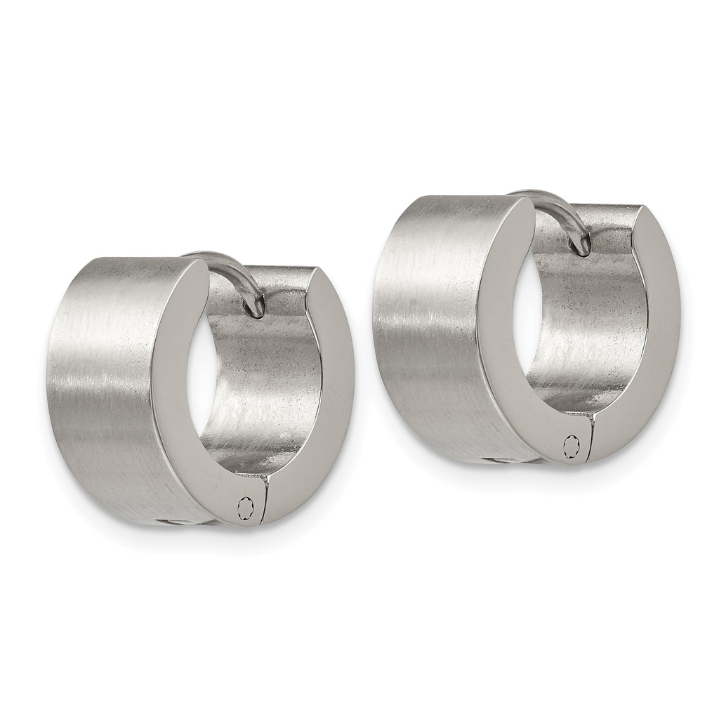 Brushed & Polished Hinged Hoop Earrings in Stainless Steel