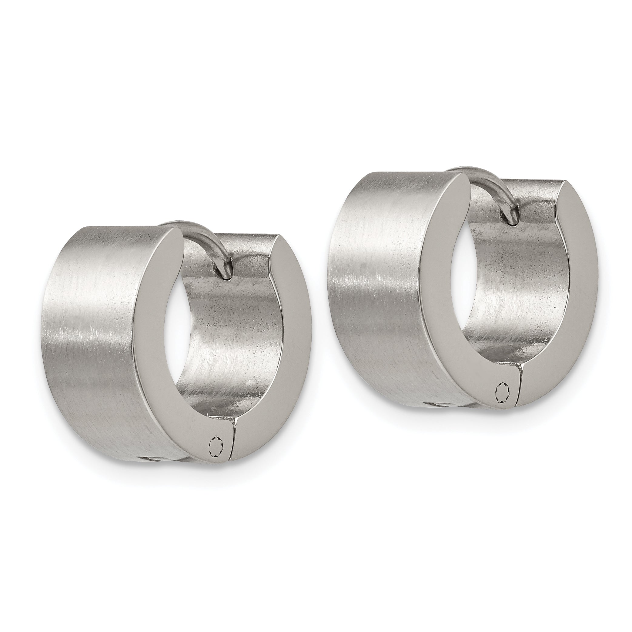 Brushed & Polished Hinged Hoop Earrings in Stainless Steel