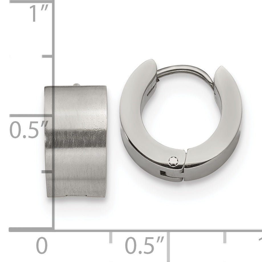 Brushed & Polished Hinged Hoop Earrings in Stainless Steel
