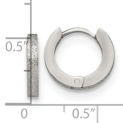 Chisel Stainless Steel Polished and Sandblasted 2mm Hinged Hoop Earrings