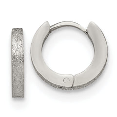 Chisel Stainless Steel Polished and Sandblasted 2mm Hinged Hoop Earrings