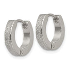 Chisel Stainless Steel Polished and Sandblasted 3mm Hinged Hoop Earrings