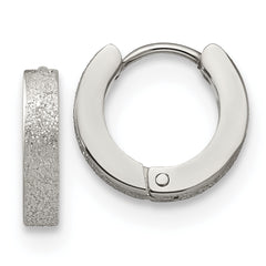 Chisel Stainless Steel Polished and Sandblasted 3mm Hinged Hoop Earrings