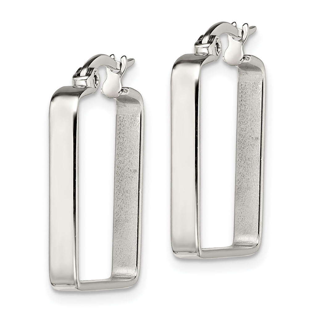 Polished Square Hoop Earrings in Stainless Steel, 20mm