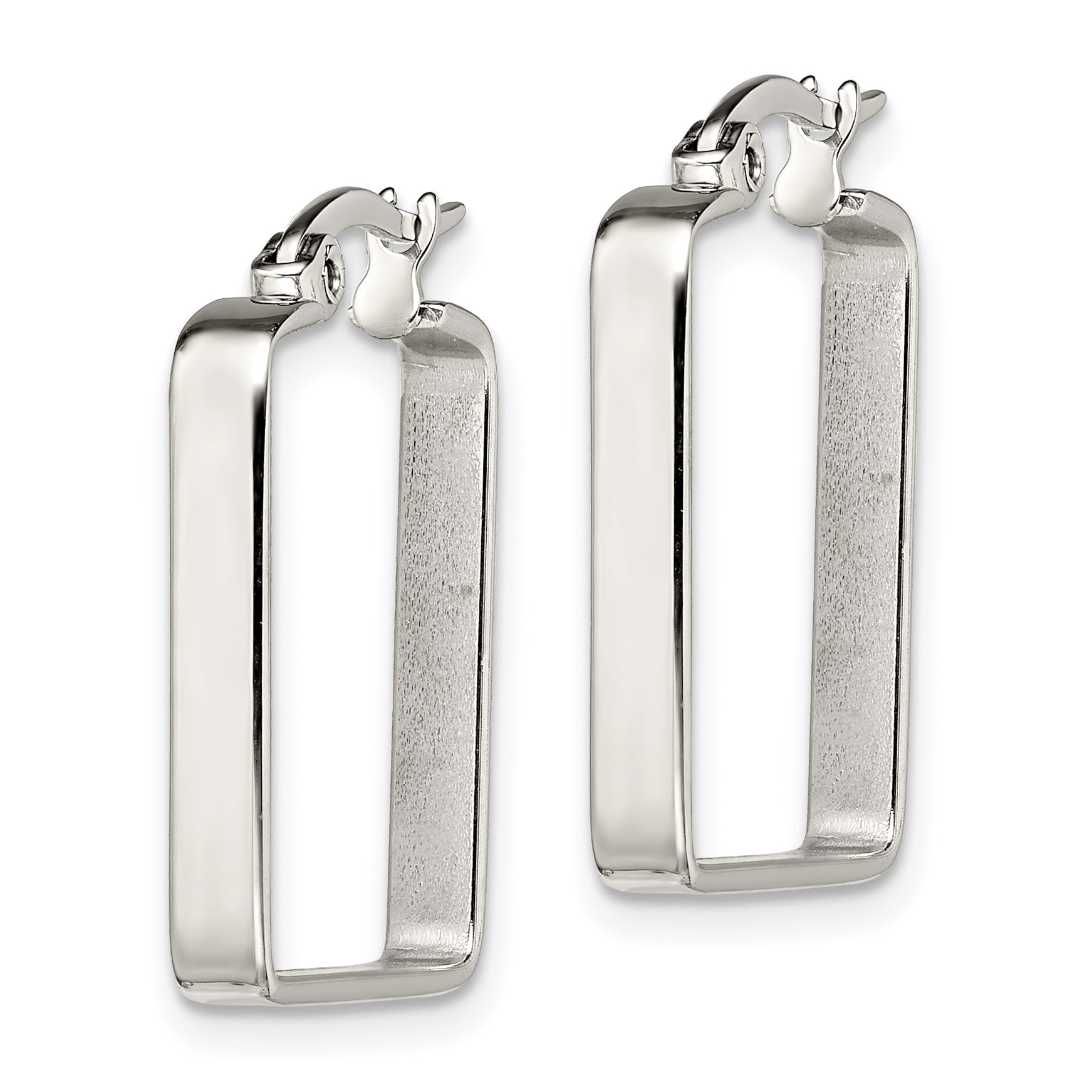 Polished Square Hoop Earrings in Stainless Steel, 20mm