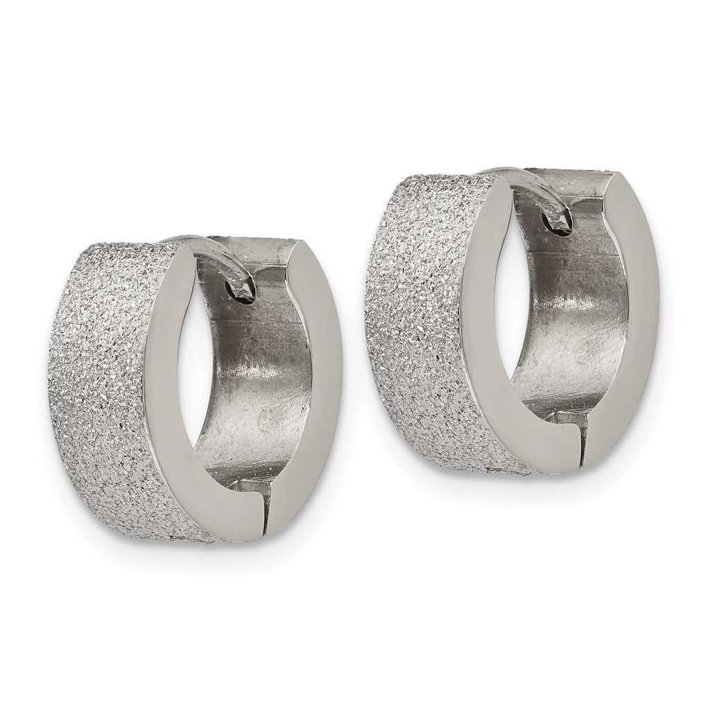 Polished & Sandblasted Hinged Hoop Earrings in Stainless Steel