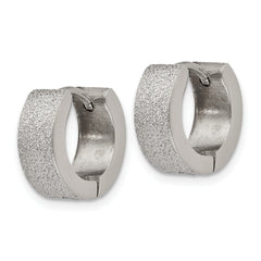 Chisel Stainless Steel Polished and Sandblasted 5mm Hinged Hoop Earrings
