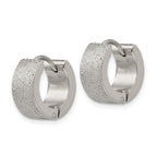 Polished & Sandblasted Hinged Hoop Earrings in Stainless Steel