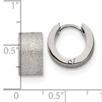 Polished & Sandblasted Hinged Hoop Earrings in Stainless Steel