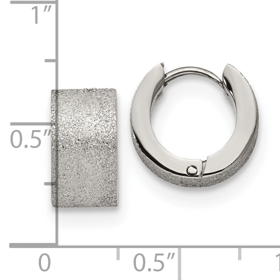 Polished & Sandblasted Hinged Hoop Earrings in Stainless Steel