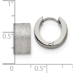 Chisel Stainless Steel Polished and Sandblasted 7mm Hinged Hoop Earrings