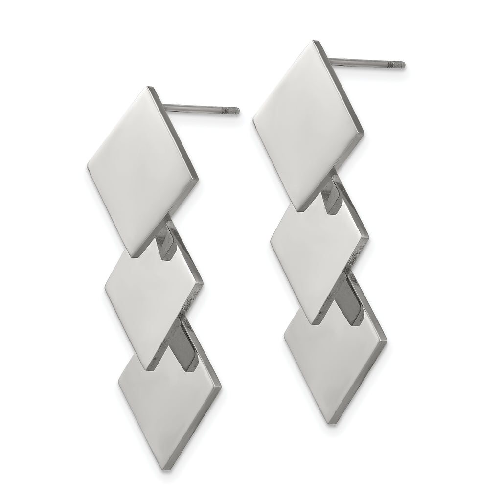 Polished Squares Dangle Earrings in Stainless Steel