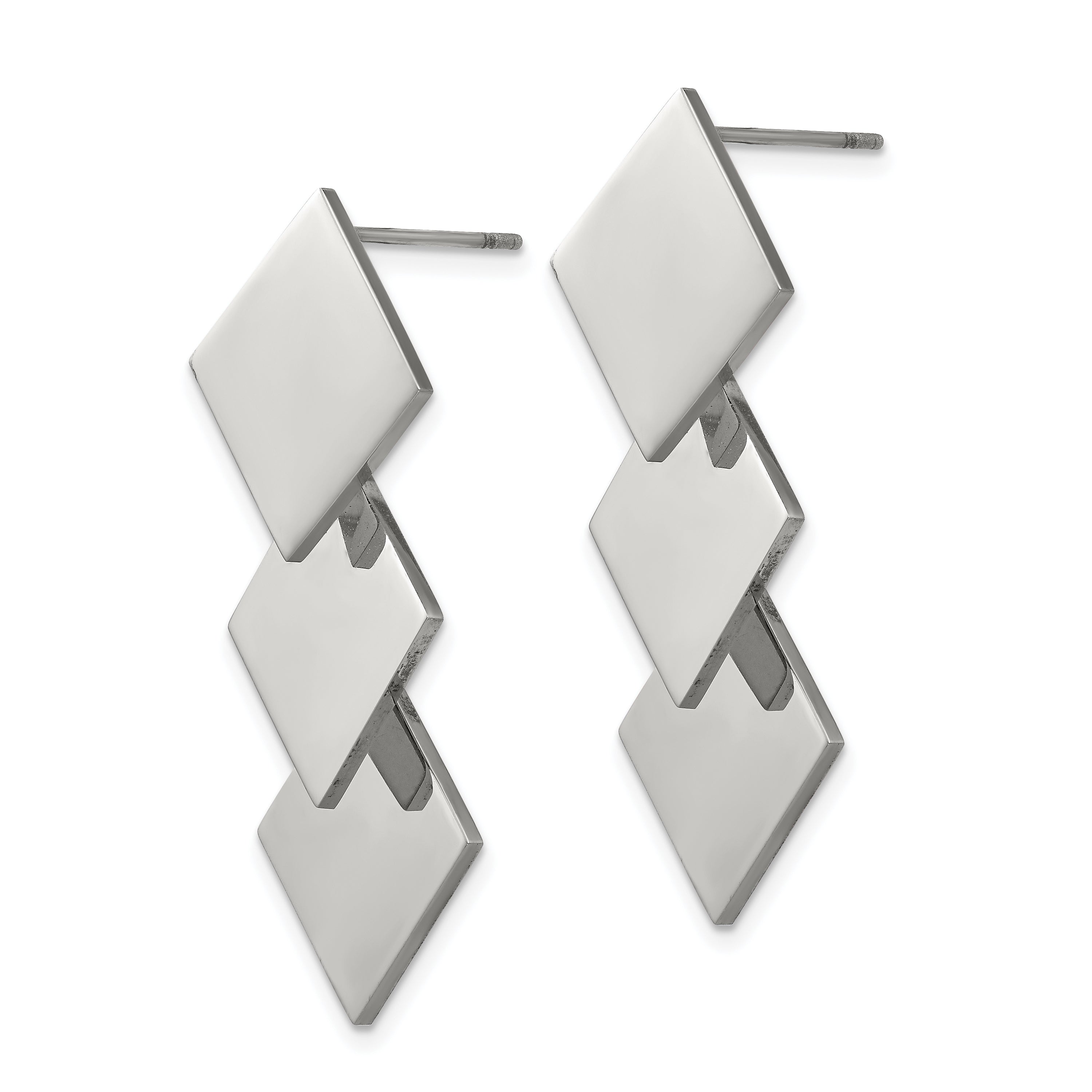 Polished Squares Dangle Earrings in Stainless Steel