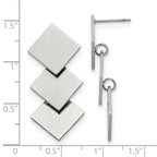 Polished Squares Dangle Earrings in Stainless Steel