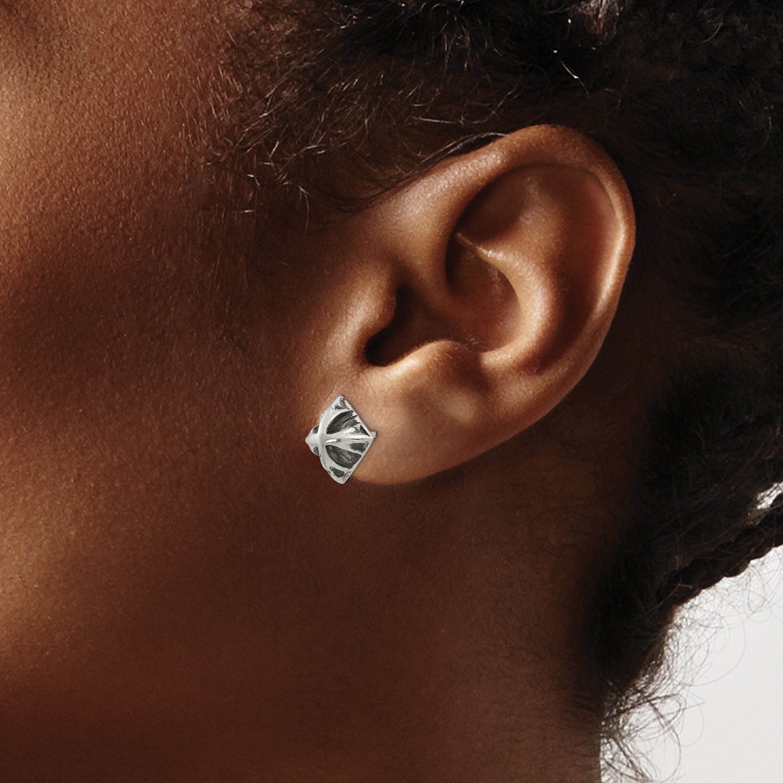 Stainless Steel Antiqued and Polished Post Earrings