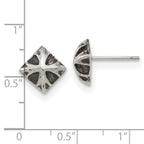 Antiqued & Polished Button Post Earrings in Stainless Steel