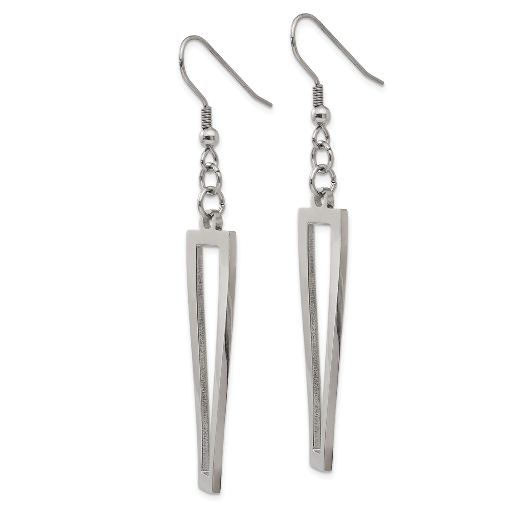 Twisted Rectangle Dangle Earrings in Stainless Steel