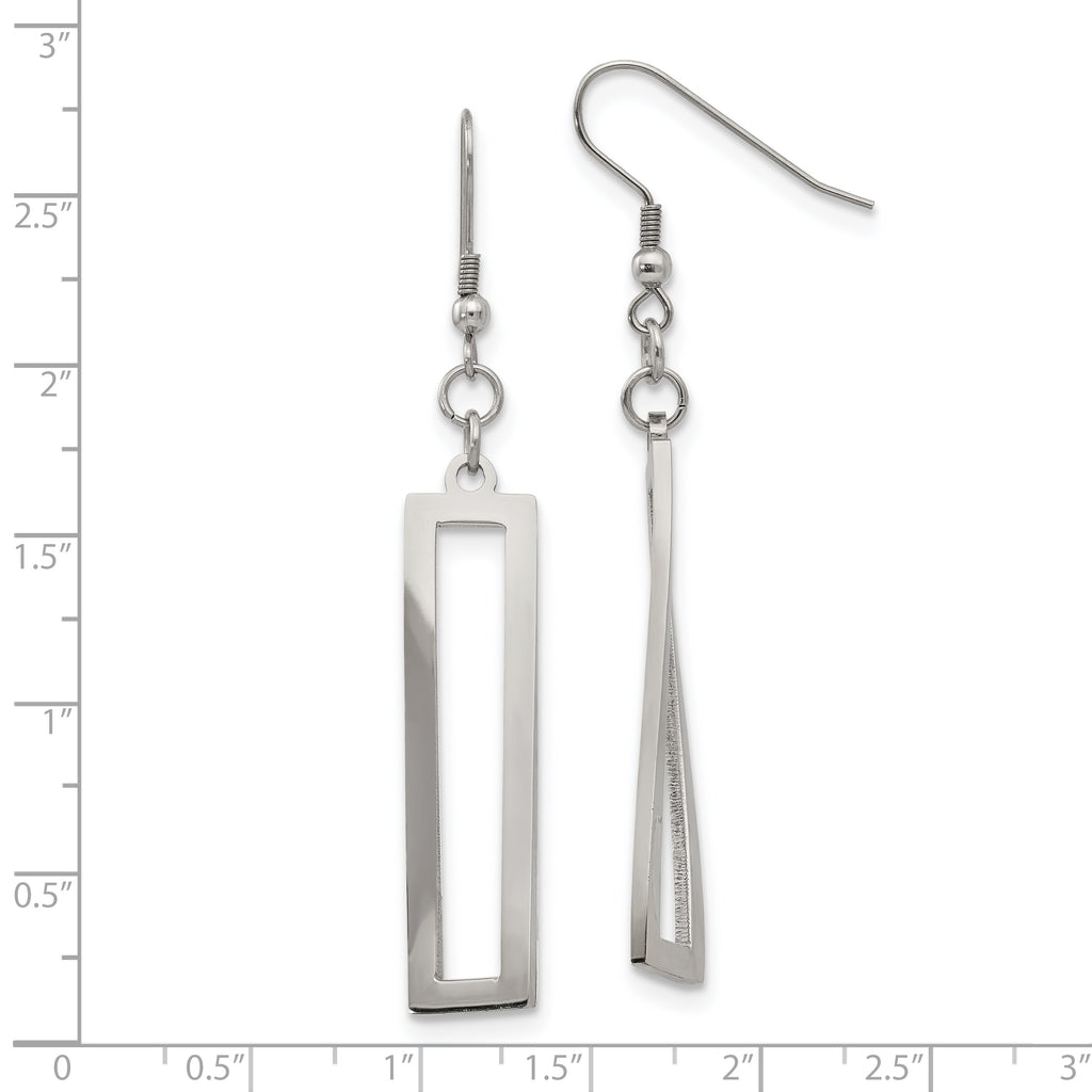 Twisted Rectangle Dangle Earrings in Stainless Steel