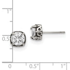 Antiqued CZ Stud Earrings in Stainless Steel