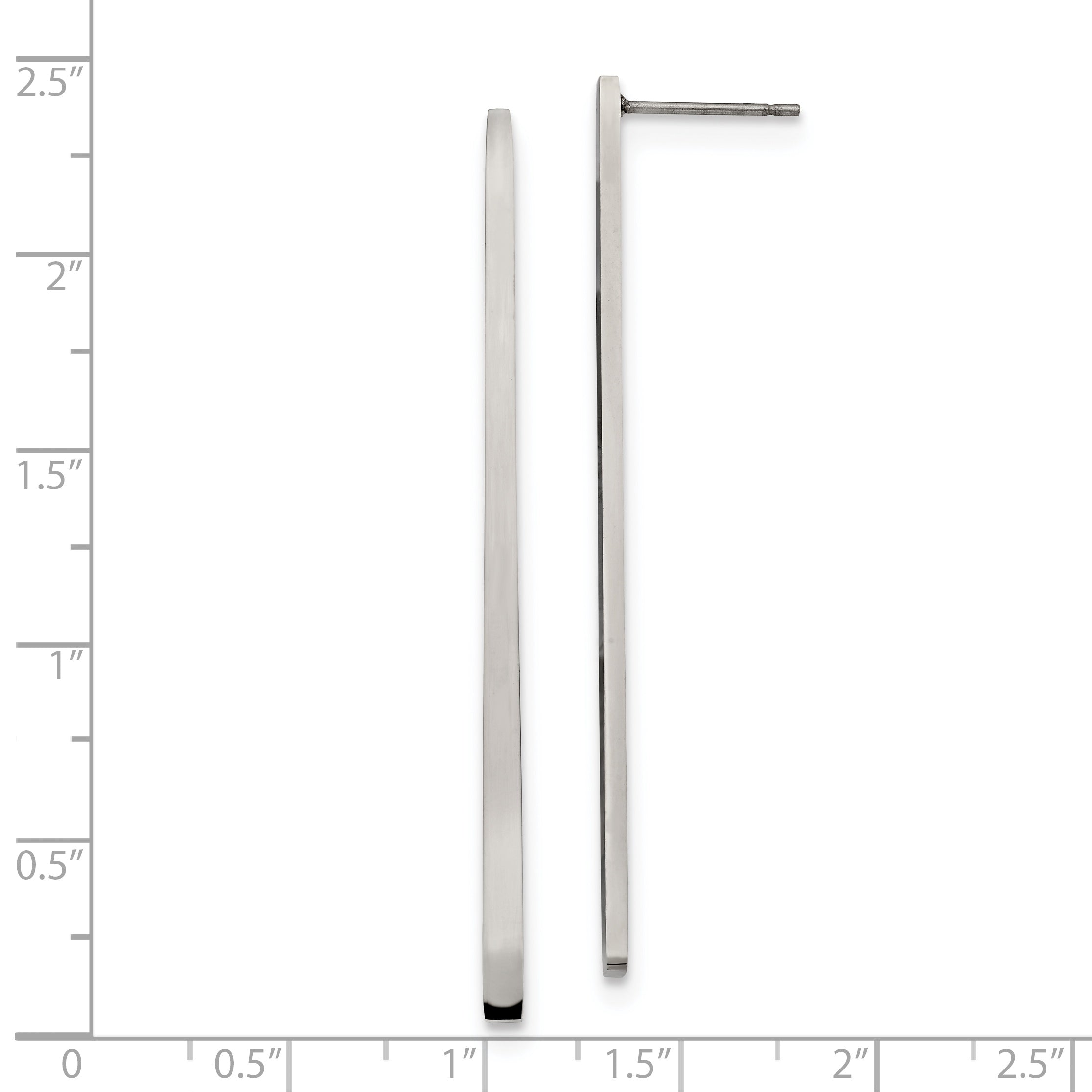 Polished Long Bar Drop Earrings in Stainless Steel