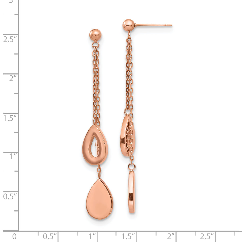 Stainless Steel Polished Rose IP-plated Post Dangle Earrings