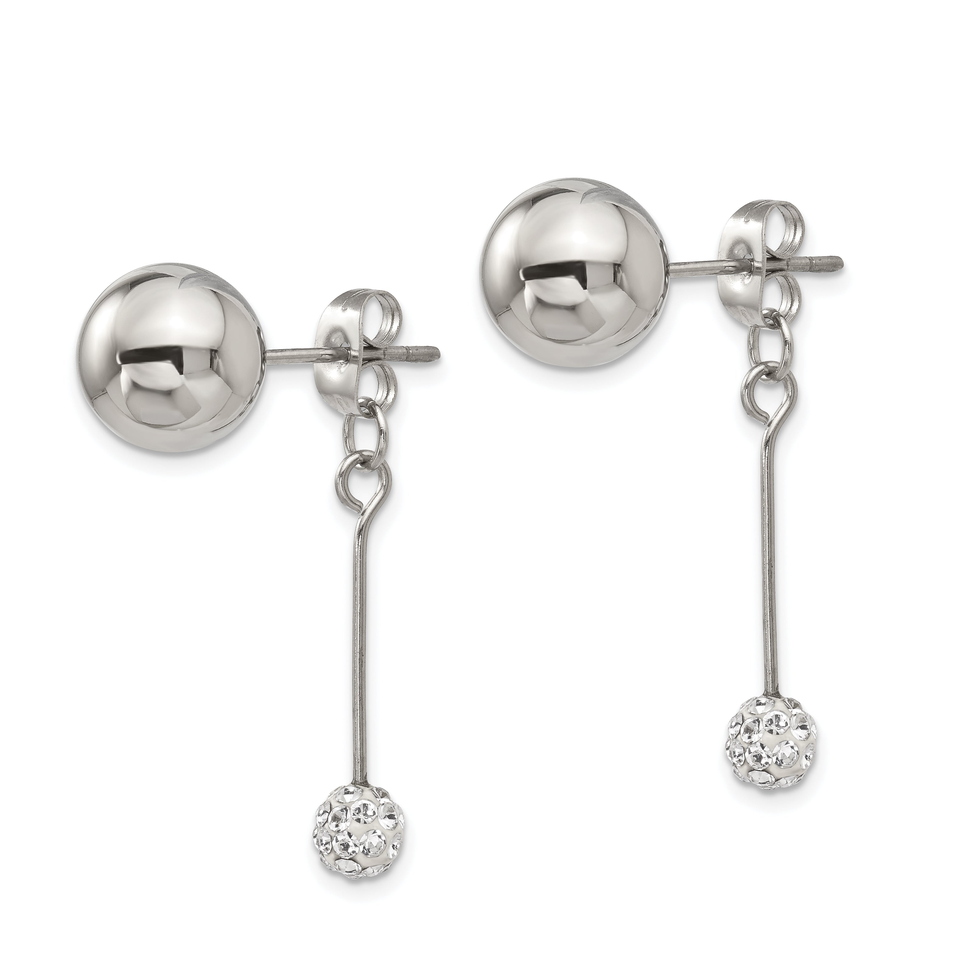 Stainless Steel Polished w/Preciosa Crystal Front/Back Post Dangle