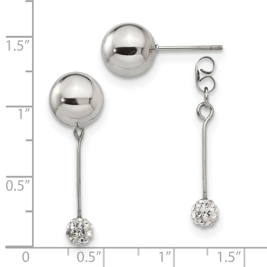 Stainless Steel Polished w/Preciosa Crystal Front/Back Post Dangle