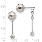 Stainless Steel Polished w/Preciosa Crystal Front/Back Post Dangle