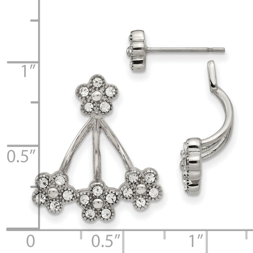 Stainless Steel Polished w/Preciosa Crystal Post w/Jacket Earrings