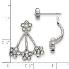 Stainless Steel Polished w/Preciosa Crystal Post w/Jacket Earrings
