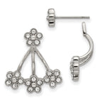 Stainless Steel Polished w/Preciosa Crystal Post w/Jacket Earrings