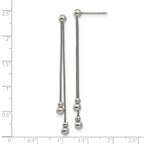 Stainless Steel Polished Beaded Snake Chain Post Dangle Earrings