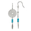 Stainless Steel Polished w/Imit.Turquoise Dreamcatcher Dangle Earrings