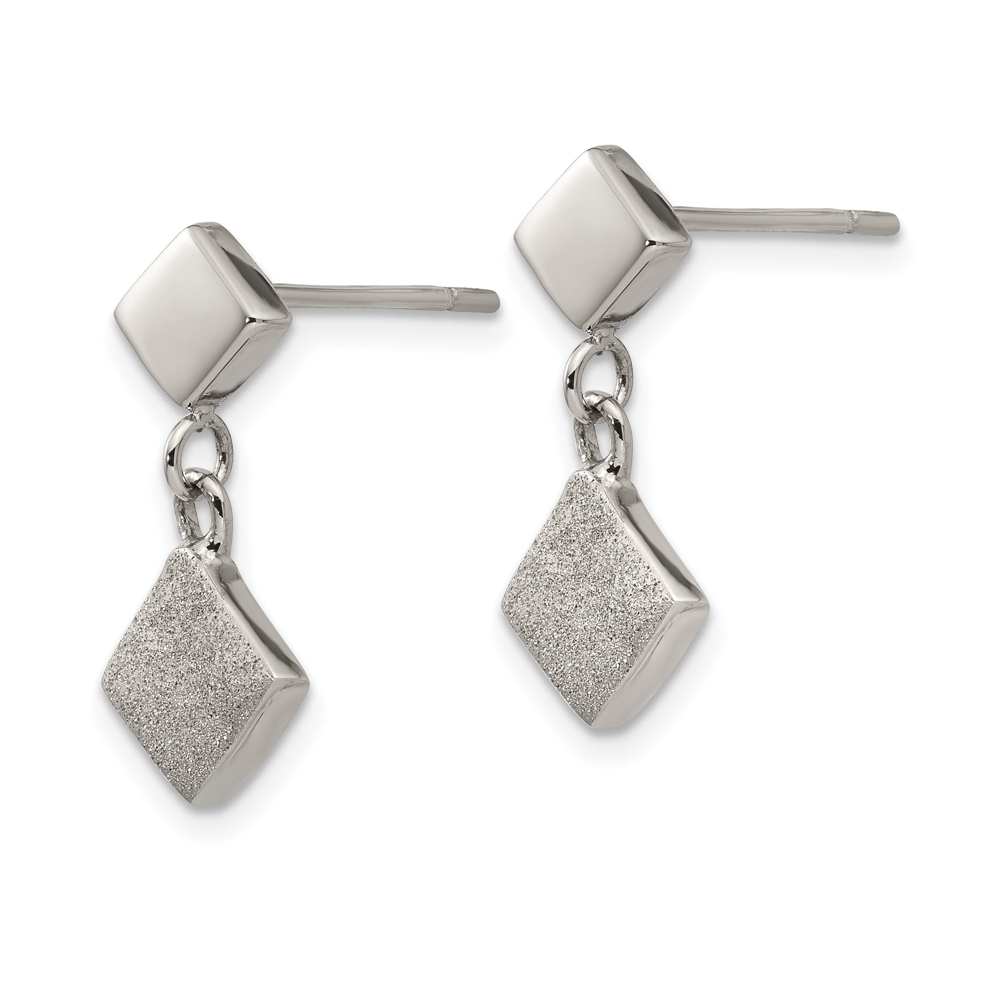 Chisel Stainless Steel Polished Laser-cut Post Dangle Earrings